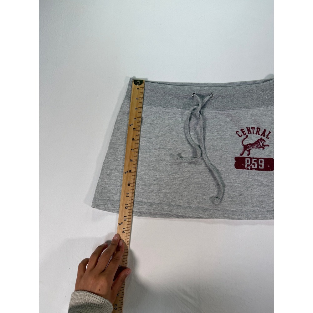 Vtg Y2K Central Tiger Graphic Mini Skirt Womens Small Gray Drawstring Sporty - Picture 4 of 6
